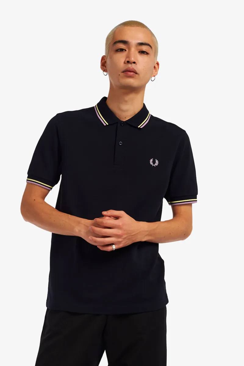 Fred Perry M3600-Q35 Polo T-shirt Navy / Yellow / Lilac-2